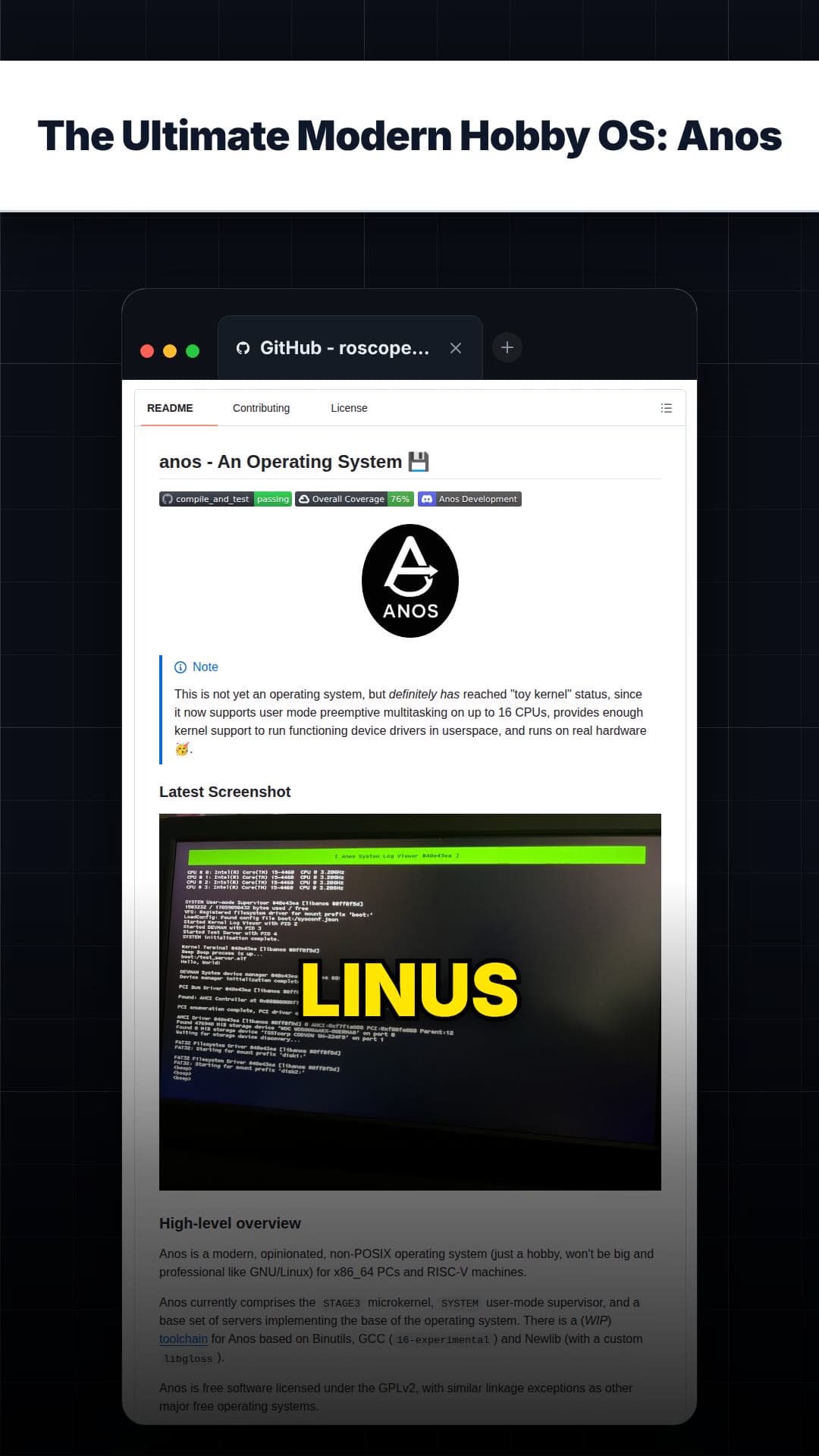 The Ultimate Modern Hobby OS: Anos — repo signal thumbnail