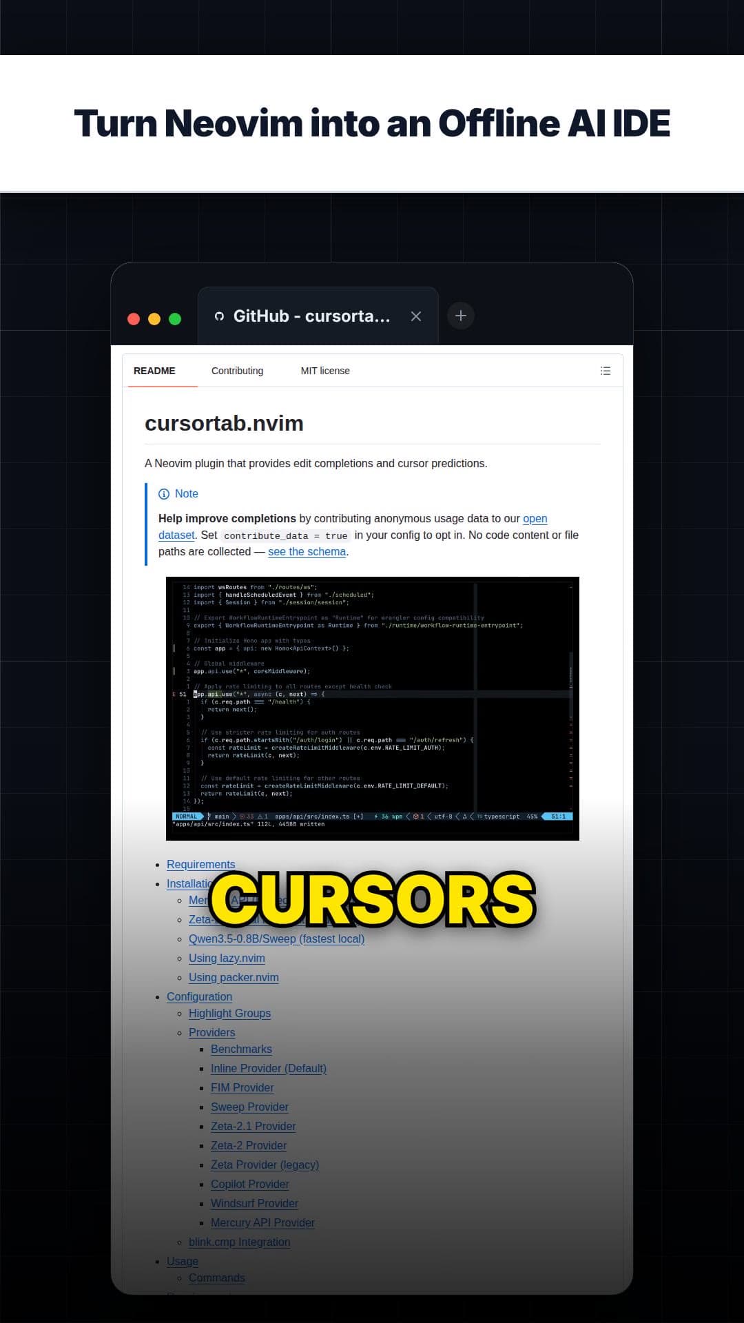 Turn Neovim into an Offline AI IDE — repo signal thumbnail