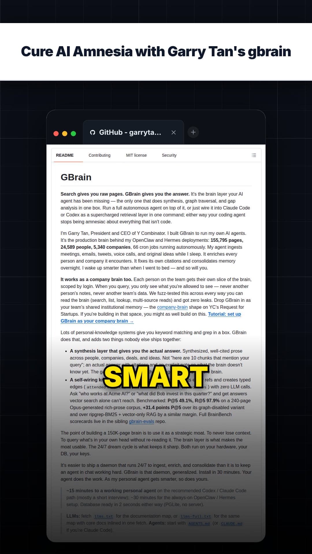 Cure AI Amnesia with Garry Tan's gbrain — repo signal thumbnail